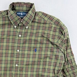 Polo Ralph Lauren Classic Fit Shirt Size M Olive Plaid Button Long Sleeve Mens